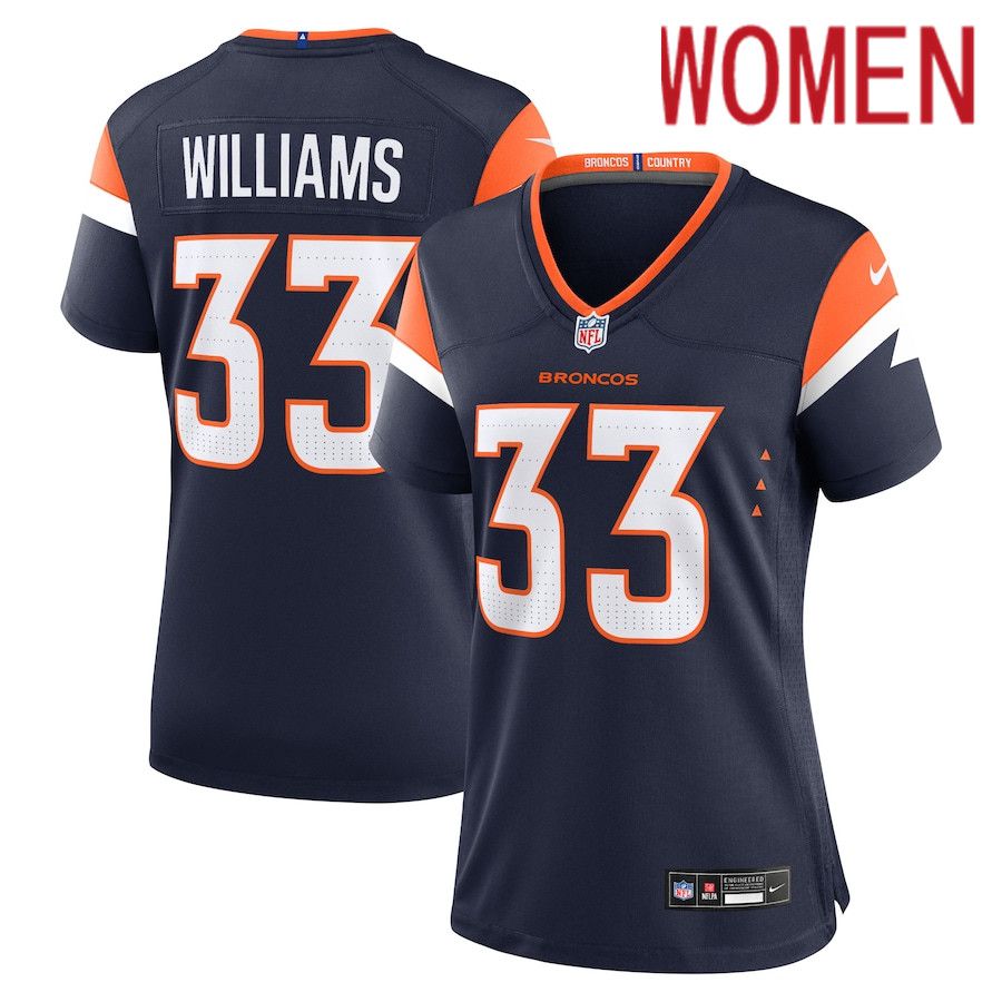 Women Denver Broncos #33 Javonte Williams Nike Navy Alternate Game NFL Jersey